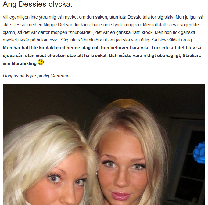 update: alma skriver om dessies olycka