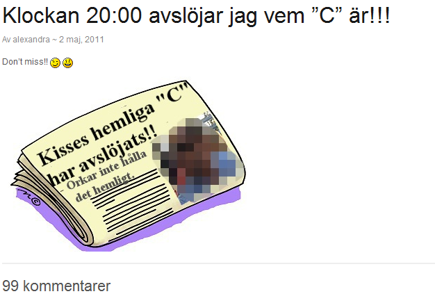 Kissie kommer avslöja vem "c" är