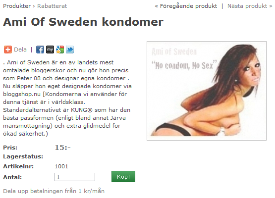 Ami of Sweden kondomer på bloggshop.nu‏