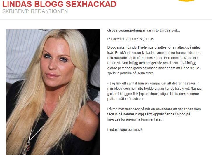 Lindas blogg sexhackad