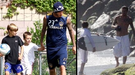 David Beckham dolt met zijn zoons