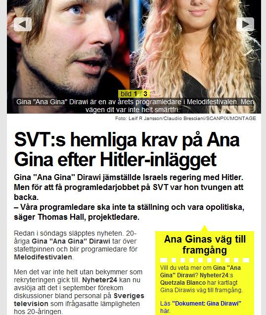 AnaGina får inte ta ställning av SVT