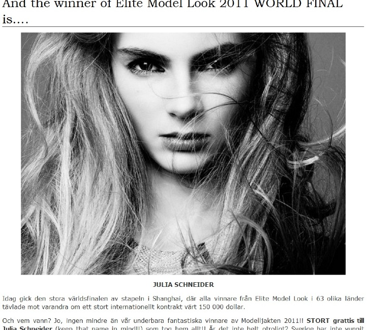 Vinnaren av världsfinalen i Elite Model Look 2011
