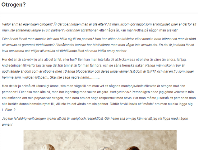 Kissie snor text om otrohet från Rosanna