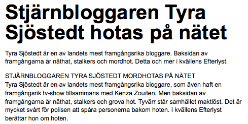 Tyra Sjöstedt i Efterlyst ikväll