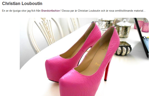 Hanna blir sponsrad med falska Louboutins