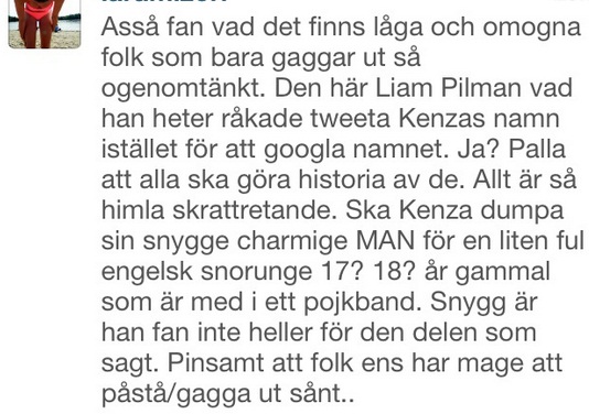 Kenza svarar på instagram angående Lian från 1D