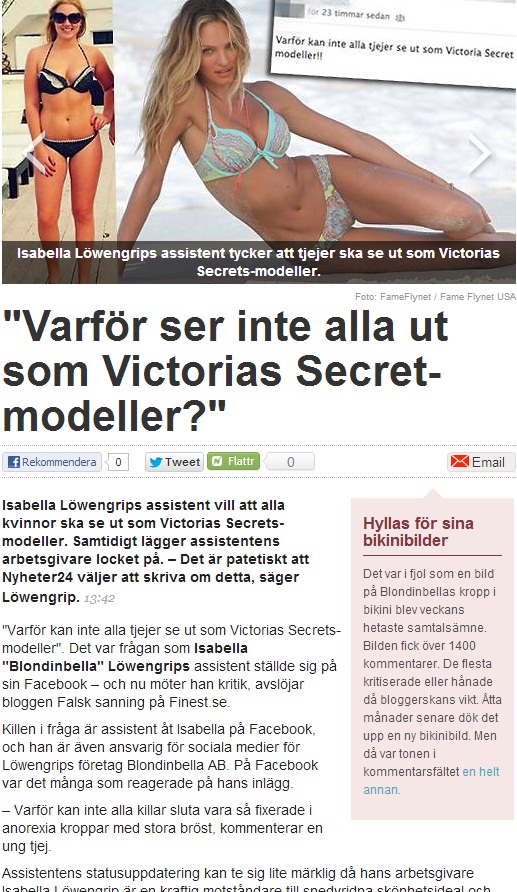 Blondinbella – "Patetiskt att ni skriver om det här"