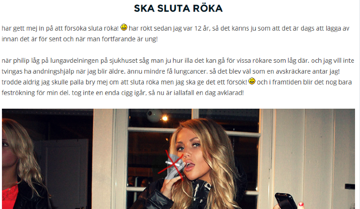 Isabelle ska sluta röka