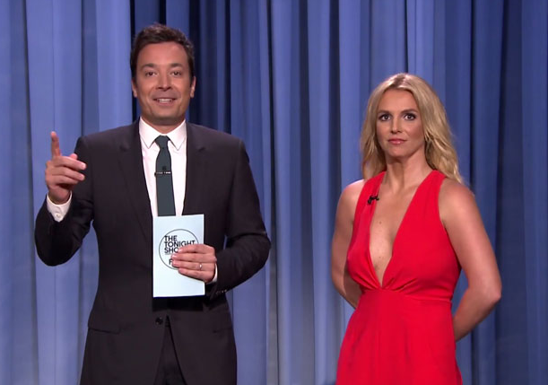 En panikslagen Britney hos Jimmy Fallon