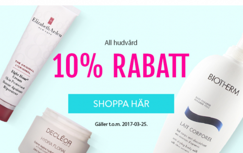 10% rabatt på hudvård och mascara hos Beauty Planet